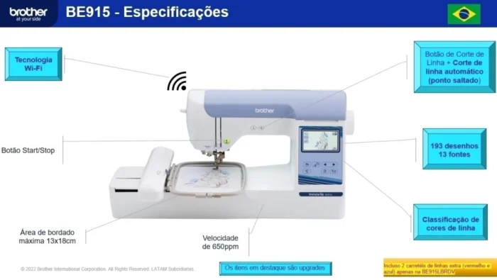 Máquina de Bordar Brother BE915L com Wi-Fi - Imagem 4